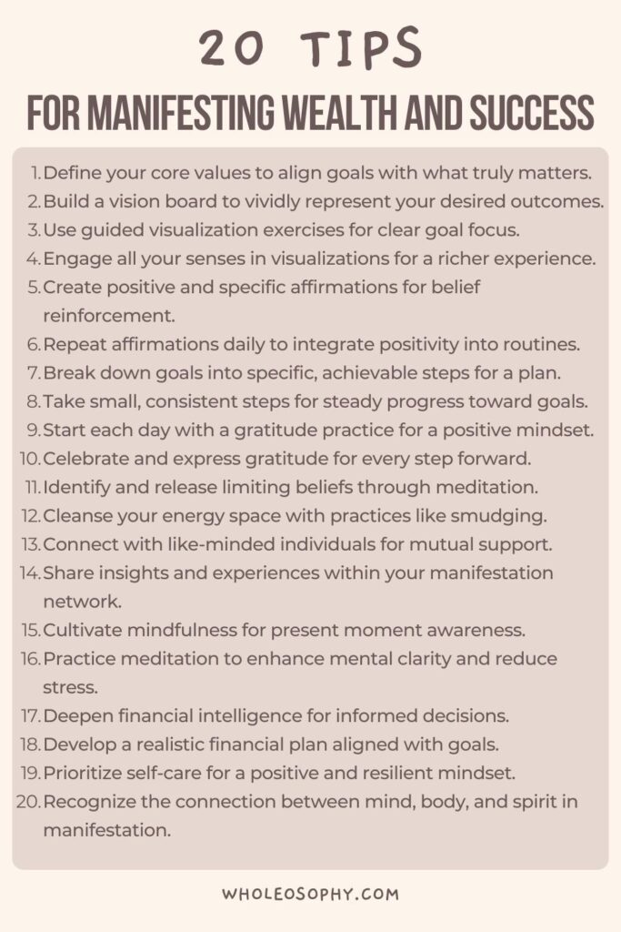 20 Practical Tips for Manifesting Wealth and Success
