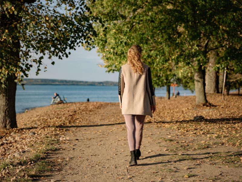 woman taking a mindful walk